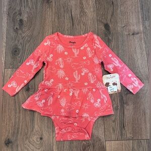 NWT Wrangler Coral Baby Bodysuit with Cactus Design 12m